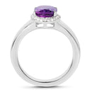 1.73 Carat Genuine  Amethyst and White Topaz .925 Sterling Silver Ring-2