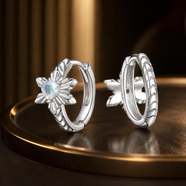 925 Sterling Silver Earrings with Transparent Glass and White Gold Plating - 0