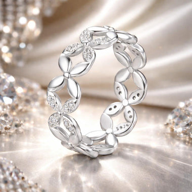 925 Sterling Silver White Gold Plated 0.6cm Ring Size 6 for Women