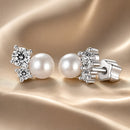 925 Sterling Silver 0.1 Carat Moissanite and Pearl Earrings for Women-2