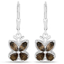 2.20 Carat Genuine Smoky Quartz .925 Sterling Silver Earrings-1