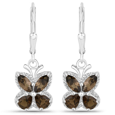 2.20 Carat Genuine Smoky Quartz .925 Sterling Silver Earrings