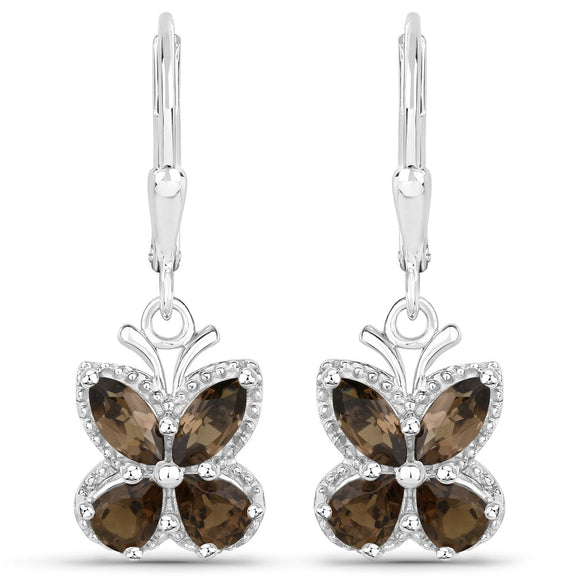 2.20 Carat Genuine Smoky Quartz .925 Sterling Silver Earrings