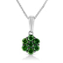 .925 Sterling Silver 1/2 Cttw Prong Set Treated Green Diamond Floral Cluster 18" Pendant Necklace (Green Color, I1-I2 Clarity)-1