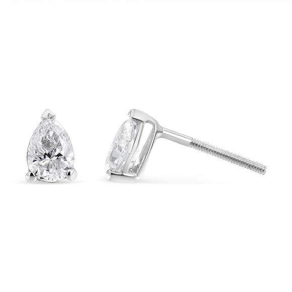 14K White Gold 1/2 Cttw Pear Shape Solitaire Lab Grown Diamond Stud Earrings (F-G Color, VS2-SI1 Clarity)