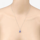 2.56 Carat Genuine Tanzanite and White Diamond 14K White Gold Pendant-4
