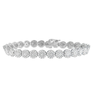 14K White Gold 2.00 Cttw Diamond Halo Link Tennis Bracelet (H-I Color, I1-I2 Clarity) - 7" Inches