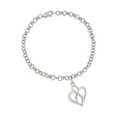 .925 Sterling Silver Open Heart with Center Vertical Infinity Chain Charm Bracelet - Size 7"-1