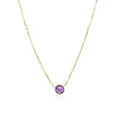 14k Yellow Gold 17 inch Necklace with Round Amethyst-2