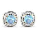 1.95 Carat Genuine Aquamarine and White Diamond 14K Yellow Gold Earrings-3