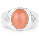 6.59 Carat Genuine Peach Moonstone and White Topaz .925 Sterling Silver Ring-3