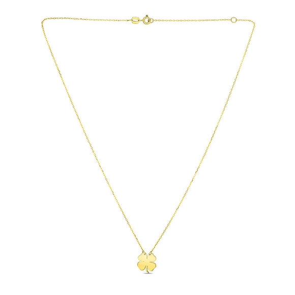 14K Yellow Gold Four Leaf Clover Necklace