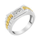 10K Yellow Gold Plated .925 Sterling Silver Diamond Accent Miracle-Set 3 Stone Ridged Band Gentlemen's Fashion Ring (I-J Color, I2-I3 Clarity) - Size 10-4