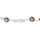 10K White Gold 4.0 Cttw Champagne and White Diamond Floral Cluster and Station Link Bracelet (H-I Color, SI2-I1 Clarity) - 7" Inches-2