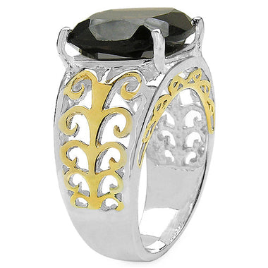 Two Tone Plated 7.09 Carat Genuine Smoky Quartz .925 Sterling Silver Ring - 0