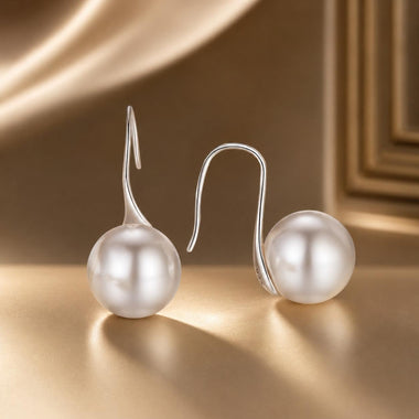 925 Sterling Silver Earrings with Quality Shell Pearl - 0