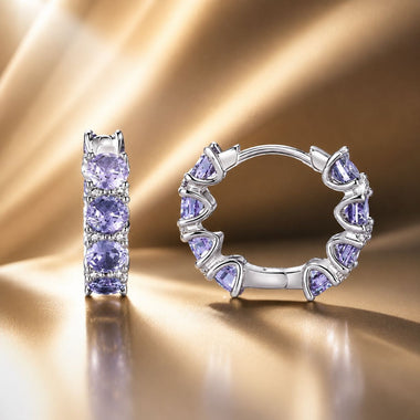 925 Sterling Silver Earrings with Pavé Setting and Plated Platinum for Women - 0