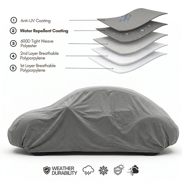 Car Cover for Volkswagen Beetle, Small Sports Car Amor 161"L x 70"W x 55"H Poly 200 Grey