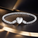 925 Sterling Silver Bracelet 17cm Heart-shaped 1.0cm for Women-1