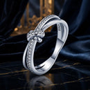 S925 Sterling Silver Oxidized Pavé Setting CZ Ring Size 6 for Women-1