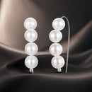 925 Sterling Silver White Gold Plated Earrings with Quality Shell Pearl, 2.1*0.5cm for Women-1