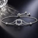 925 Sterling Silver Heart Shaped Bracelet 22CM for Women-1