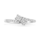 10K White Gold 1/4 Cttw Miracle Set Round Cut Diamond Two-Stone Ring (H-I Color, I2 Clarity) - Size 7-2