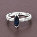 1.44 Carat Genuine Blue Sapphire and White Diamond 14K White Gold Ring-2