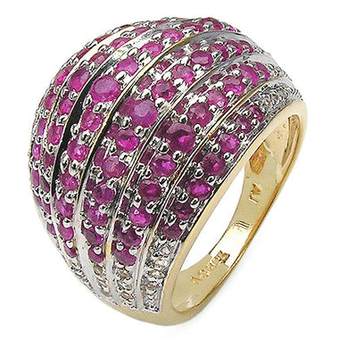 14K Yellow Gold Plated 2.94 Carat Genuine Ruby & White Topaz .925 Sterling Silver Ring - 0