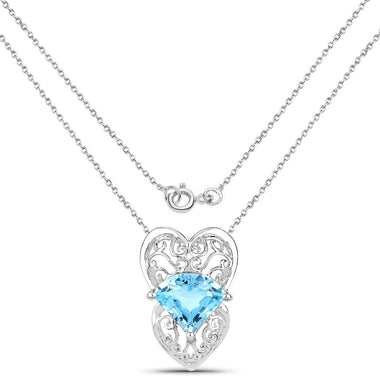 4.65 Carat Genuine Swiss Blue Topaz .925 Sterling Silver Pendant - 0