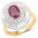 3.75 Carat Genuine Ruby and White Topaz .925 Sterling Silver Ring-1