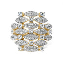 14K Yellow Gold 1.0 Cttw Diamond Geometric Stacked Open Cocktail Ring (I-J Color, I1-I2 Clarity) - Ring Size 7-6