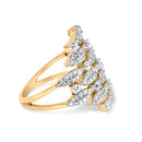 14K Yellow Gold 1.0 Cttw Diamond Geometric Stacked Open Cocktail Ring (I-J Color, I1-I2 Clarity) - Ring Size 7-7