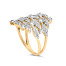 14K Yellow Gold 1.0 Cttw Diamond Geometric Stacked Open Cocktail Ring (I-J Color, I1-I2 Clarity) - Ring Size 7-9