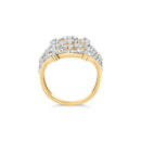 14K Yellow Gold 1.0 Cttw Diamond Geometric Stacked Open Cocktail Ring (I-J Color, I1-I2 Clarity) - Ring Size 7-10