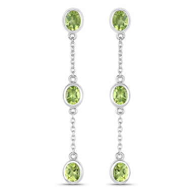 2.10 Carat Genuine Peridot .925 Sterling Silver Earrings