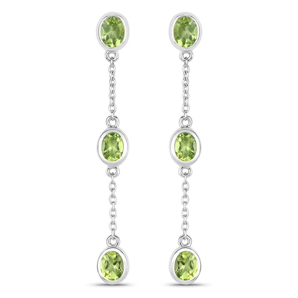 2.10 Carat Genuine Peridot .925 Sterling Silver Earrings