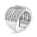 .925 Sterling Silver 2 3/8 Cttw Diamond Multi Row Overlay Band Ring ( J-K Color, I3 Clarity) - Ring Size 7-3