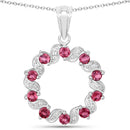 1.30 Carat Genuine Pink Tourmaline and White Topaz .925 Sterling Silver Pendant-2