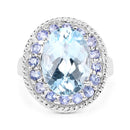 7.41 Carat Genuine Blue Topaz and Tanzanite .925 Sterling Silver Ring-4