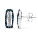 0.51 Carat Genuine Blue Diamond & White Diamond .925 Sterling Silver Earrings-2
