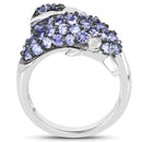 1.45 Carat Genuine Tanzanite and White Diamond .925 Sterling Silver Ring-2