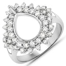 0.89 Carat Genuine White Diamond 14K White Gold Semi Mount Ring - holds 11x9mm Pear Gemstone-1