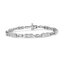 14K White Gold 1.0 Cttw Invisible Set Princess Cut Diamond Alternating Station and Link Tennis Bracelet (I-J Color, I1-I2 Clarity) - Size 7.25" Inches-5