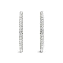 14k White Gold Diamond Hoop Earrings with Shared Prong Setting (2 cttw)-4