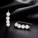 925 Sterling Silver White Gold Plated Earrings with Quality Shell Pearl, 2.1*0.5cm for Women-2