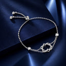 925 Sterling Silver Heart Shaped Bracelet 22CM for Women-2