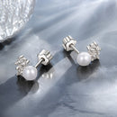925 Sterling Silver 0.1 Carat Moissanite and Pearl Earrings for Women-3