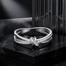 S925 Sterling Silver Oxidized Pavé Setting CZ Ring Size 6 for Women-2