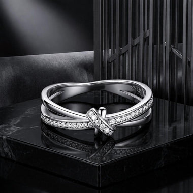 S925 Sterling Silver Oxidized Pavé Setting CZ Ring Size 6 for Women - 0